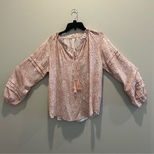 Beautiful soft rose Boho  Print Long sleeve Tops